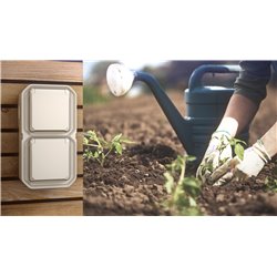 Prise de courant 2P+T étanche Plexo 16A 250V IP55 IK08 avec enjoliveur sable 069828L