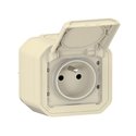 Prise de courant 2P+T étanche Plexo 16A 250V IP55 IK08 complète pour fixation saillie sable 069776L