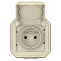 Prise de courant 2P+T étanche Plexo 16A 250V IP55 IK08 complète pour fixation saillie sable 069776L