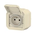 Prise de courant 2P+T étanche Plexo 16A 250V IP55 IK08 complète pour fixation saillie sable 069776L