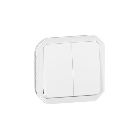 Commande double interrupteur ou poussoir Plexo composable blanc 069625L