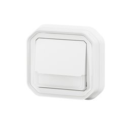 Poussoir NO-NF lumineux porte-étiquette Plexo complet encastré blanc 069864L