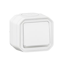 Poussoir NO lumineux Plexo complet saillie blanc 069762L