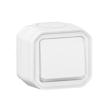 Poussoir NO lumineux Plexo complet saillie blanc 069762L