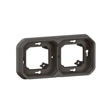 Support plaque encastré 2 postes montage horizontal/vertical Plexo anthracite 069607L