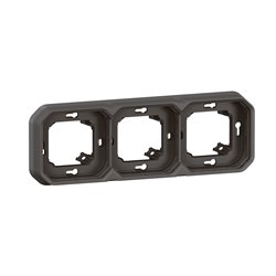 Support plaque encastré 3 postes montage horizontal/vertical Plexo anthracite 069608L