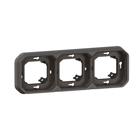 Support plaque encastré 3 postes montage horizontal/vertical Plexo anthracite 069608L
