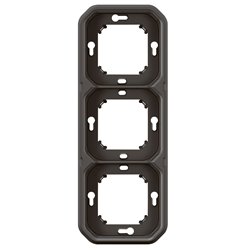 Support plaque encastré 3 postes montage horizontal/vertical Plexo anthracite 069608L