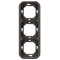 Support plaque encastré 3 postes montage horizontal/vertical Plexo anthracite 069608L