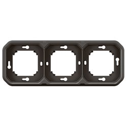 Support plaque encastré 3 postes montage horizontal/vertical Plexo anthracite 069608L