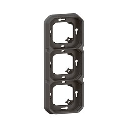 Support plaque encastré 3 postes montage horizontal/vertical Plexo anthracite 069608L