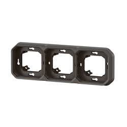 Support plaque encastré 3 postes montage horizontal/vertical Plexo anthracite 069608L