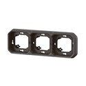 Support plaque encastré 3 postes montage horizontal/vertical Plexo anthracite 069608L