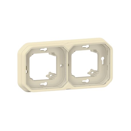 Support plaque encastré 2 postes montage horizontal/vertical Plexo sable 069853L