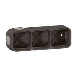 Boîtier saillie à embouts 3 postes horizontaux et verticaux Plexo anthracite 069603L