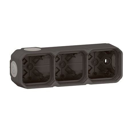Boîtier saillie à embouts 3 postes horizontaux et verticaux Plexo anthracite 069603L