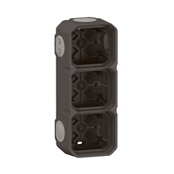 Boîtier saillie à embouts 3 postes horizontaux et verticaux Plexo anthracite 069603L