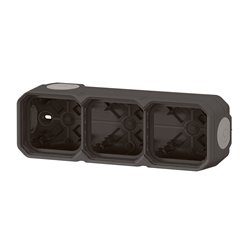 Boîtier saillie à embouts 3 postes horizontaux et verticaux Plexo anthracite 069603L