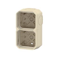 Boîtier saillie à embouts 2 postes horizontaux et verticaux Plexo sable 069867L