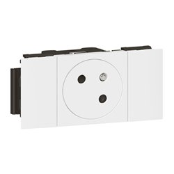 Prise de courant 2P+T Surface Soluclip pour goulotte Mosaic à clippage direct 2 modules blanc 077101L