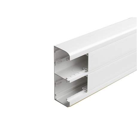 Lot de 2 m de goulotte de distribution à clippage direct 50x130mm Mosaic 2 compartiments blanche 075603