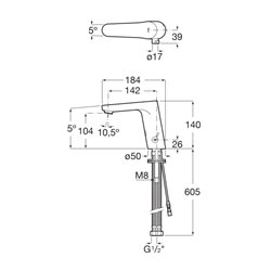 Mitigeur lavabo L30-E chromé H 140 mm électronique à piles ou secteur