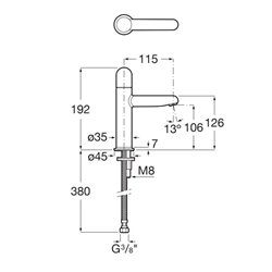 Mitigeur lavabo Nu version S corps lisse poignée dôme jaune miel H 192 mm