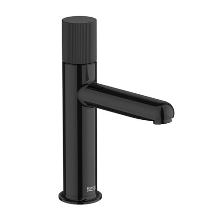 Mitigeur lavabo Nu version S corps lisse poignée cannelée titanium black H 188 mm
