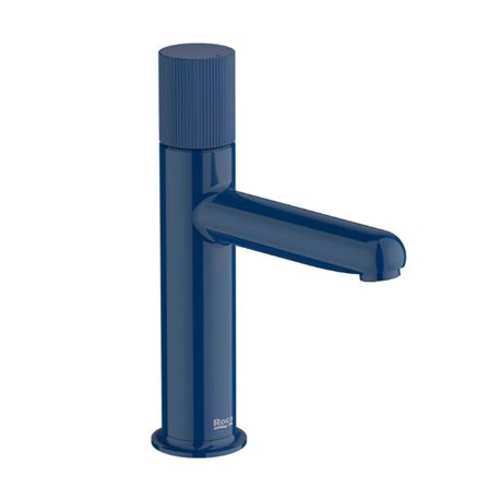 Mitigeur lavabo Nu version S corps lisse poignée cannelée bleu cobalt H 188 mm