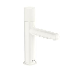 Mitigeur lavabo Nu version S corps lisse poignée cannelée blanc brillant H 188 mm