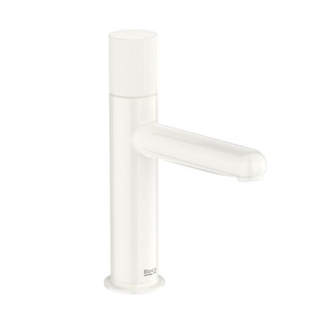 Mitigeur lavabo Nu version S corps lisse poignée cannelée blanc brillant H 188 mm