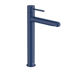 Mitigeur lavabo Nu version XL corps lisse poignée fine bleu cobalt H 295 mm