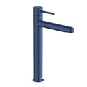 Mitigeur lavabo Nu version XL corps lisse poignée fine bleu cobalt H 295 mm