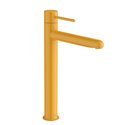 Mitigeur lavabo Nu version XL corps lisse poignée fine jaune miel H 295 mm