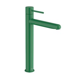 Mitigeur lavabo Nu version XL corps lisse avec flexibles poignée fine vert menthe H 295 mm