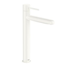 Mitigeur lavabo Nu version XL corps lisse poignée fine blanc brillant H 295 mm