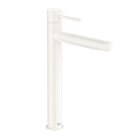 Mitigeur lavabo Nu version XL corps lisse poignée fine blanc brillant H 295 mm