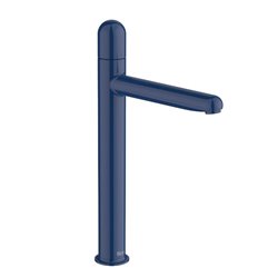 Mitigeur lavabo Nu version XL corps lisse poignée dôme bleu cobalt H 312 mm