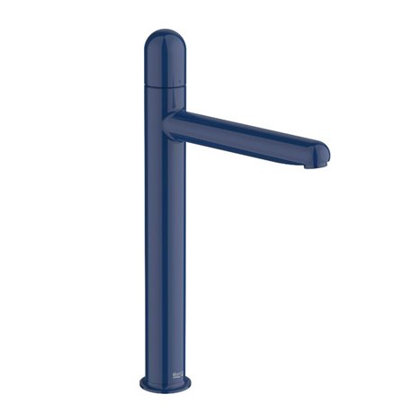 Mitigeur lavabo Nu version XL corps lisse poignée dôme bleu cobalt H 312 mm