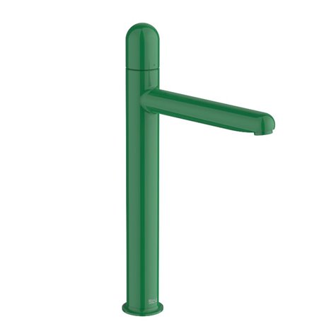 Mitigeur lavabo Nu version XL corps lisse poignée dôme vert menthe H 312 mm