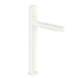 Mitigeur lavabo Nu version XL corps lisse avec flexibles poignée dôme blanc brillant H 312 mm