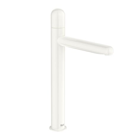 Mitigeur lavabo Nu version XL corps lisse avec flexibles poignée dôme blanc brillant H 312 mm