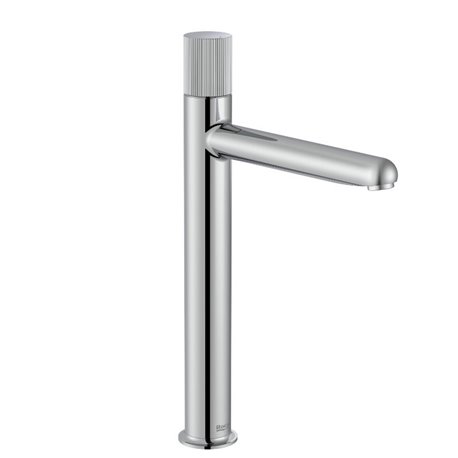 Mitigeur lavabo Nu version XL corps lisse poignée cannelée chromé H 308 mm