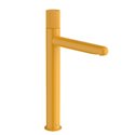 Mitigeur lavabo Nu version XL corps lisse poignée cannelée jaune miel H 308 mm