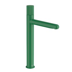 Mitigeur lavabo Nu version XL corps lisse poignée cannelée vert menthe H 308 mm