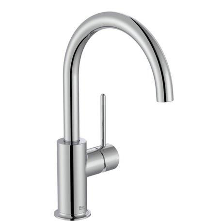 Mitigeur lavabo Nu version L avec poignée latérale corps lisse poignée fine chromé H 274 mm