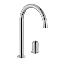 Mitigeur lavabo Nu version L 2 trous corps lisse poignée dôme chromé H 287 mm