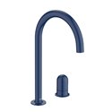 Mitigeur lavabo Nu version L 2 trous corps lisse poignée dôme bleu cobalt H 287 mm