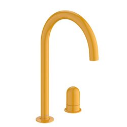 Mitigeur lavabo Nu version L 2 trous corps lisse poignée dôme jaune miel H 287 mm