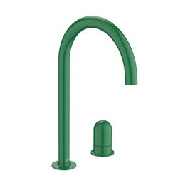 Mitigeur lavabo Nu version L 2 trous corps lisse poignée dôme vert menthe H 287 mm